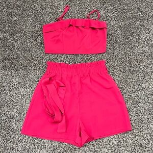 Two Piece Hot Pink shorts SHEIN outfit